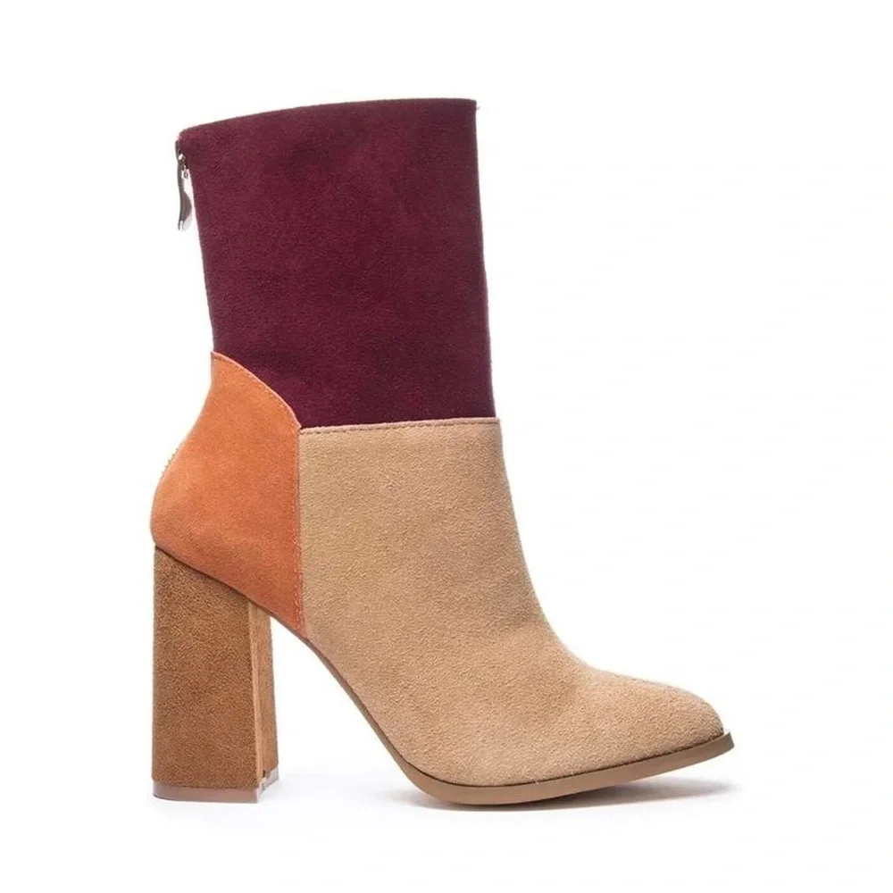 Chinese Laundry Classic Color Block Mod Mid Calf Boot, Camel Multi Suede so cool - Picture 6 of 15